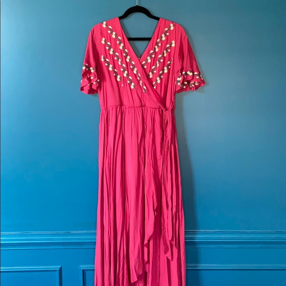 NWT Pink maxi dress with hi-low hem
